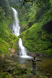 Rainforest Prints: africa, Rwanda, Nyungwe National Park. The waterfall