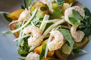 Africa, SA£o Toma and Principe. Delicious prawn salad in Mucumbli Lodge in Sao Toma