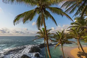 Equatorial Prints: Africa, SA£o Toma and Principe. View towards beautiful Praia Piscina in Sao Toma