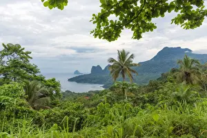 Equatorial Prints: Africa, SA£o Toma and Principe. View over the coast of Principe and its mountains