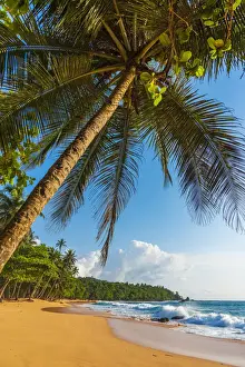 Equatorial Prints: Africa, Sao Tome and Principe. Beautiful sandy beach Praia Jalè