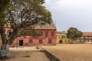 Goree Prints: Africa, Senegal, Dakar. A street scene on the island Goree