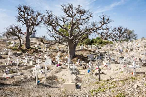 Senegal Prints: Africa, Senegal, Joal Fadiouth. The cemetery on the island built on sea shells