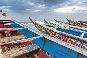 Africa, Senegal, Kayar. Boats on the beach of the fishing village