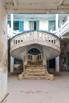 Staircase Prints: Africa, Senegal, Saint-Louis. An abandoned colonial building