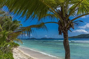 Images Dated 7th January 2022: Africa, Seychelles, La Digue. The beach Anse Gaulettes