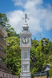 Images Dated 7th January 2022: Africa, Seychelles, Mahe. The Clock Tower of Victoria