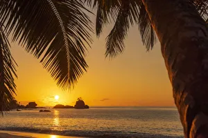 Africa, Seychelles, Mahe. Sunset at Anse Soleil