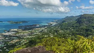 Scenic View Prints: africa, Seychelles, Mahe. The view point overlooking Victoria from the hiking trail of the Trois Freres
