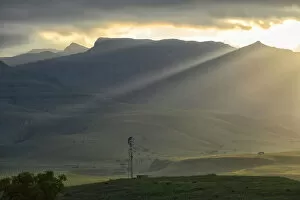 Images Dated 25th June 2019: Africa, South Africa, African, Northern, Drakensberg, KwaZulu-Natal, sunset near Royal