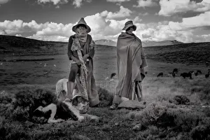 Images Dated 25th June 2019: Africa, Southern Africa, Maseru District, Lesotho, Semonkong, sheep herder