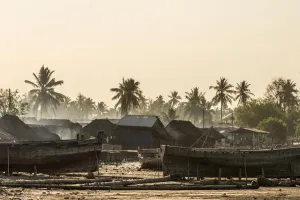 Dhow Prints: Africa, Tanzania, Lindi region. On the coast of Kilwa Kivinje, the fish smoker s