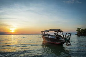 Africa, Tanzania, Mahale Mountains National Park. Sunset on Lake Tanganyika