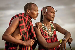 Images Dated 19th December 2022: Africa, Tanzania, Manyara Region. Two Maasai men