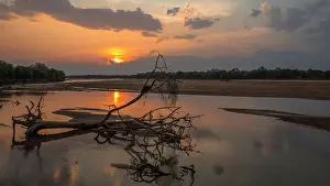 Dead Prints: Africa, Zambia, North Luangwa. The river at sunset near to Takwela Camp
