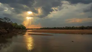 Dead Prints: Africa, Zambia, North Luangwa. The river at sunset near to Takwela Camp