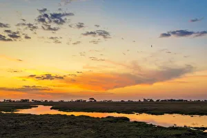 Africa, Zambia. Sunset in the Kafue national park
