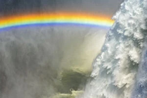 Waterfalls Collection: Africa, Zambia. The Victoria Falls with the rainbow