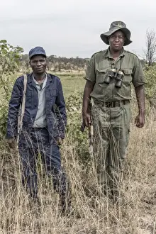 Africa, Zimbabwe, Bulawayo. Matobo Hills National Park, ranger protecting rhinos