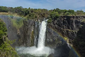 Africa, Zimbabwe, Matabeleland north. The Victoria Falls with low water