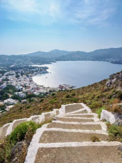 Lero Prints: Agia Marina, elevated view, Leros Island, Dodecanese, Greece