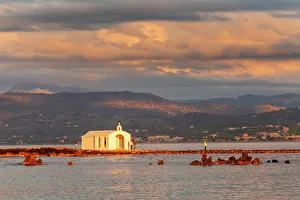 Architecture Religion Prints: Agios Nikolaus chapel, Georgioupolis, Crete, Greek Islands, Greece