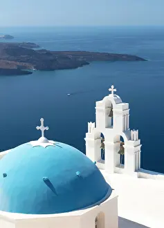 Caldera Prints: Agios Theodori church, with the caldera in the distance