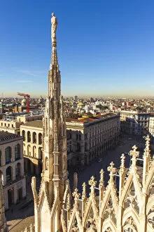 Images Dated 10th April 2015: Air view from Duomos Terraces over the city. Milan, Italy