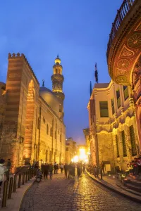 Souks Prints: Al Moez Ldin Allah Al Fatmi street by the Khan el-Khalili bazaar (Souk), Cairo, Egypt