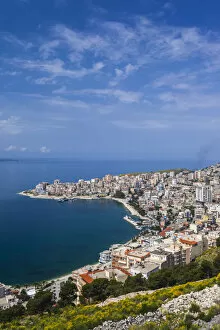 Images Dated 2nd October 2013: Albania, Albanian Riviera, Saranda, elevated city view