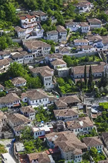 Albanian Prints: Albania, Berat-area, Gorica, elevated village view from the Kala Citadel