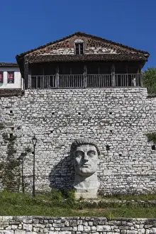 Albania, Berat, Kala Citadel, large head sculpture