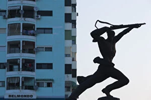 Albania Gallery: Albania, Durres, beachfront promenade and Communist-era statue