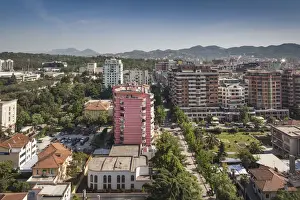 Albanian Prints: Albania, Tirana, Blloku area, formerly used by Communist party elite, elevated view