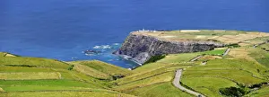 Flores Prints: Albarnaz lighthouse and coastline in the middle of the Atlantic Ocean