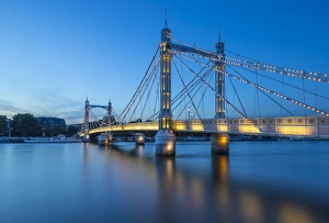 London Prints: Albert Bridge, River Thames, London, England, UK