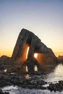 Albuerne, Asturias, Spain. Playa de Los Campizales at sunset