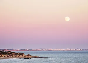Albufeira Prints: Alemaes Beach at dusk, Albufeira, Algarve, Portugal