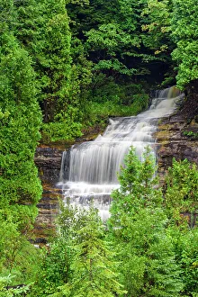 Fresh Water Prints: Alger Falls in autumn, Alger County, Munising, Michigan, USA