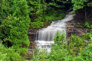 Runoff Prints: Alger Falls in autumn, Alger County, Munising, Michigan, USA