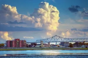 Mississippi River Prints: Algiers Point, Lower Mississippi River across from downtown New Orleans & The Crescent City Connection
