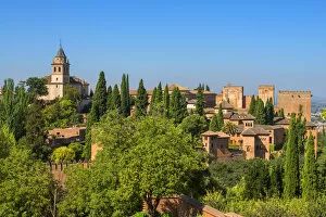 Alhambra from the Generalife gardens, UNESCO World Heritage Site, Granada, Andalusia