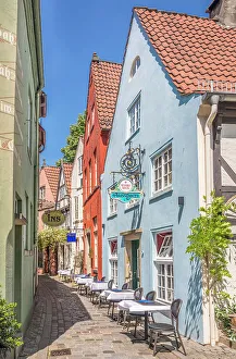 Federal State Prints: Alley with colorful houses in the historic Schnoor district, Bremen, Germany