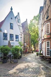 Federal State Prints: Alley in the historic Schnoor district at sunrise, Bremen, Germany