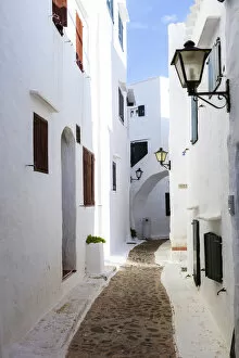 Empty Gallery: Alley in the old town of Binibequer Vell, Menorca, Balearic Islands, Spain