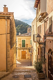 Bunyola Prints: Alley in the old town of Bunyola, Mallorca, Balearic Islands, Spain
