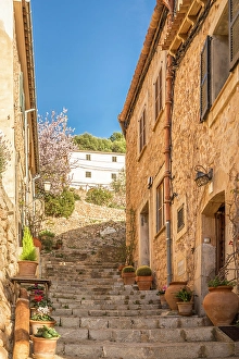 Bunyola Prints: Alley in the old town of Bunyola, Mallorca, Balearic Islands, Spain