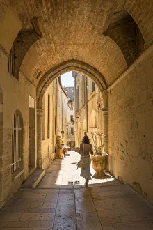 Herault Prints: Alley in the old town of Montpellier, Longuedoc-Roussillon, Herauls, France