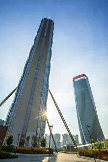 La Lombardia Prints: Allianz tower with Generali tower, Milan, Lombardy, Italy