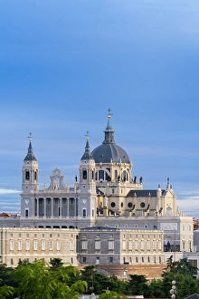 Baroque Style Prints: Almudena Cathedral seen from Principe Pio, Madrid, Spain